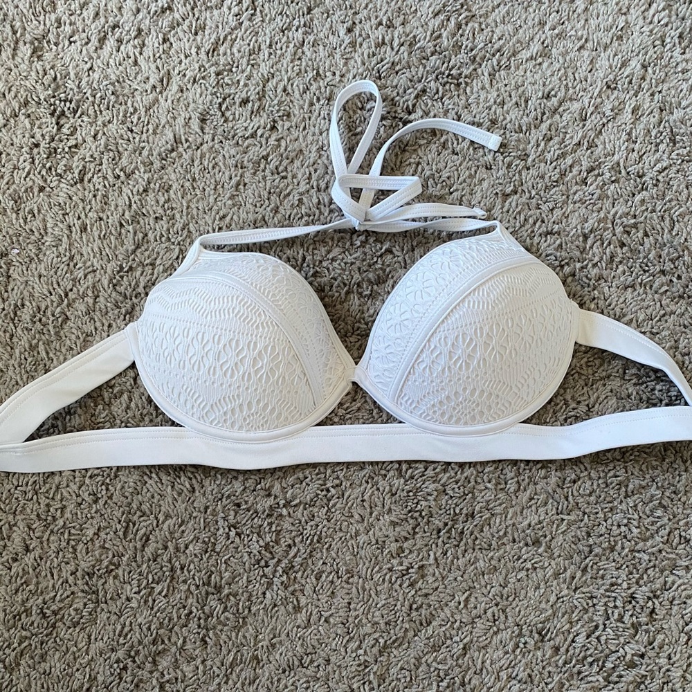 white bathing suit top